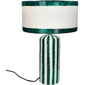 Pomax Mundaka - Lampe à poser en papier à rayures verticales ø35cm - Couleur - Blanc et vert