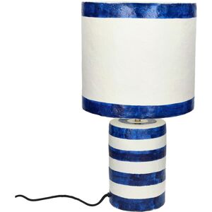 Pomax Mundaka - Lampe à poser en papier ø23cm - Couleur - Blanc et bleu