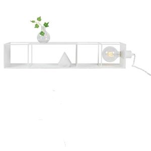 Lampe à poser Globen Lighting SHELFIE-Applique murale ou lampe de sol avec étagères et prise L70cm Blanc - Publicité