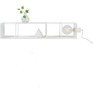 Lampe à poser Globen Lighting SHELFIE-Applique murale ou lampe de sol avec étagères et prise L70cm Blanc