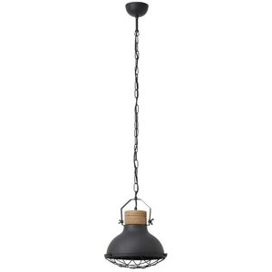 Suspension Brilliant EMMA-Suspension Metal avec grille et Bois Ø33cm Gris