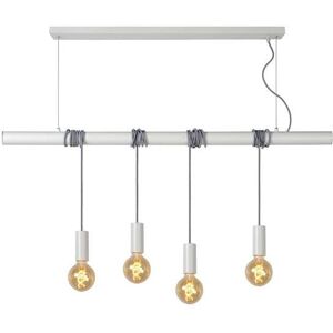 Suspension Lucide JAIME-Suspension barre 4 lumieres en metal L120cm Blanc