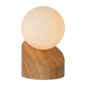 Lampe a poser Lucide LEN-Lampe a poser imitation Bois et Verre interrupteur tactile Ø10cm Bois