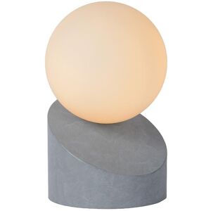 Lampe a poser Lucide LEN-Lampe a poser imitation Bois et Verre interrupteur tactile Ø10cm Gris