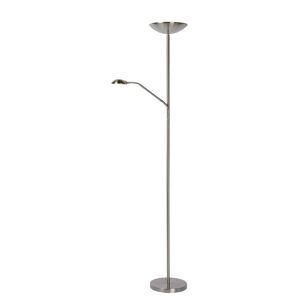 Lucide Lampadaire Lucide ZENITH-Lampadaire LED avec liseuse métal H180cm Argenté