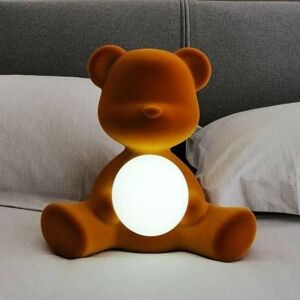 Veilleuse lumineuse Qeeboo TEDDY GIRL-Lampe LED rechargeable Ourson Velours H32cm Dore