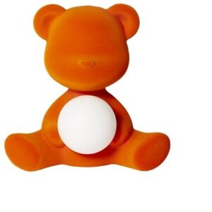 Veilleuse lumineuse Qeeboo TEDDY GIRL-Lampe LED rechargeable Ourson Velours H32cm Orange