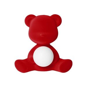 Qeeboo Veilleuse lumineuse Qeeboo TEDDY GIRL-Lampe LED rechargeable Ourson Velours H32cm Rouge