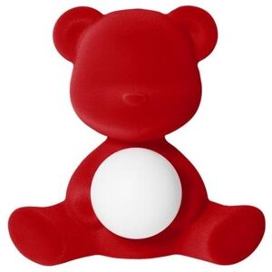 Veilleuse lumineuse Qeeboo TEDDY GIRL-Lampe LED rechargeable Ourson Velours H32cm Rouge - Publicité