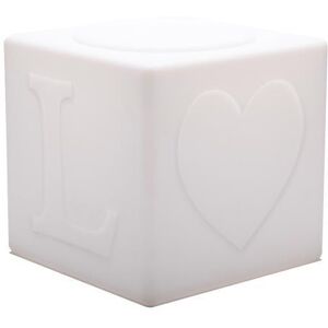 Deco lumineuse exterieur Goodnight Light THE LOVE LAMP-Cube LED sans fil avec telecommande RGB H43cm Blanc