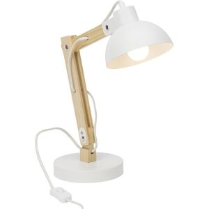 Lampe à poser Brilliant MODA-Lampe à poser Métal & Bois Naturel H59cm Blanc - Publicité