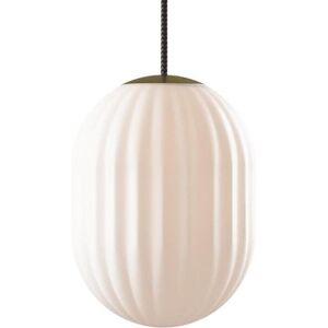 Nordic Tales Suspension Nordic Tales BRIGHT MODECO PLUS-Suspension Laiton/Verre strié soufflé bouche Ø20cm H29cm Blanc