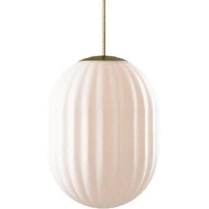 Suspension Nordic Tales BRIGHT MODECO PLUS-Suspension Laiton/Verre strie souffle bouche + rosace Ø20cm H29cm Blanc