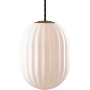 Suspension Nordic Tales BRIGHT MODECO PLUS-Suspension Laiton/Verre strie souffle bouche + rosace Ø20cm H29cm Blanc