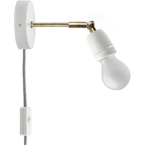 Applique murale Zangra PORCELAINE SWITCH-Applique avec prise secteur et interrupteur metal/porcelaine L22.8 Laiton