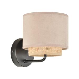 Applique murale Corep BOHEME-Applique metal, velours et raphia Ø15cm Beige