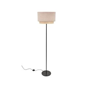 Lampadaire Corep BOHEME-Lampadaire métal, velours et raphia H160cm Beige - Publicité