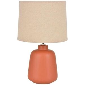 Corep Lampe à poser Corep PAROS-Lampe à poser céramique et coton naturel H34cm Rouge