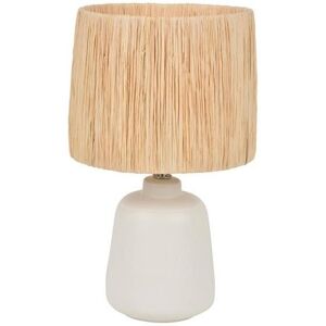 Corep Lampe à poser Corep PAROS-Lampe à poser céramique et raphia naturel H34cm Blanc