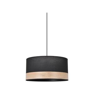 Suspension Corep RAITO-Suspension coton, decor effet bois Ø38cm Noir