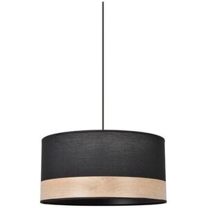 Corep Suspension Corep RAITO-Suspension coton, décor effet bois Ø38cm Noir