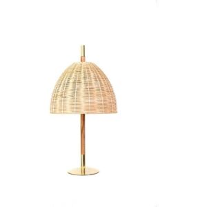 Lampe à poser Mediterranean Objects AMÀ-Lampe à poser Laiton/Rotin H56cm Beige - Publicité