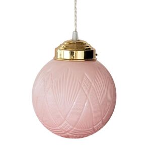 Suspension Vanity Boum PRECIEUSE-Suspension Verre/Laiton Ø20cm Rose