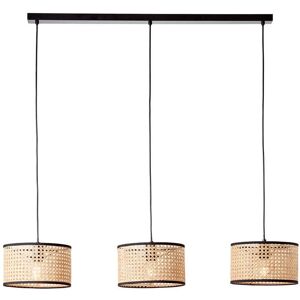 Suspension Brilliant WILEY-Suspension 3 Lumières Métal/Rotin L110cm Beige - Publicité