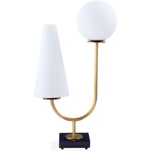 Lampe a poser Jonathan Adler PARADISO-Lampe a poser 2 lumieres Laiton/Verre/Marbre H71cm Blanc