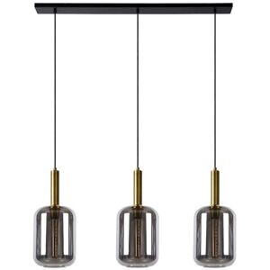 Suspension Lucide JOANET-Suspension 3 Lumieres Verre fume H150cm Gris