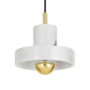 Suspension Tom Dixon STONE-Suspension LED Marbre avec ampoule Ø18cm Blanc