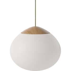 Suspension Bolia ACORN Suspension chene et verre opalin O32cm Blanc