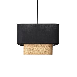 Suspension LIGHTONLINE UZES-Suspension bi-matieres Lin/Rabane L35cm Noir