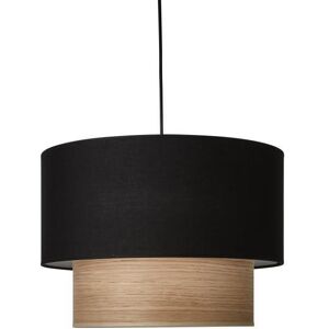 Suspension LIGHTONLINE ARBOIS-Suspension bi-matieres Coton/Lin Ø40cm Noir