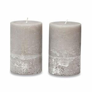 Lot de 2 bougies Oviedo, gris (15cm)