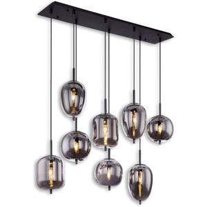 ISOLED Luminaire suspendu métal noir, verre fumé, 8xE14 douille, sans ampoules - Lampes pendulaires