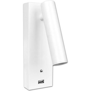 ISOLED Lampe de lecture LED, 3W, blanc, avec prise de charge USB A, blanc chaud, 3 niveaux de - Lampes murales et de plafond