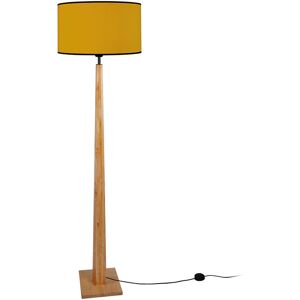 Miliboo Lampadaire avec abat-jour en tissu jaune moutarde et bois clair massif H162 cm NIDRA - Publicité