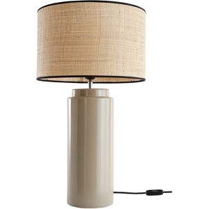 Miliboo Lampe a poser en ceramique emaillee taupe et abat-jour en raphia naturel H64 cm MAJES