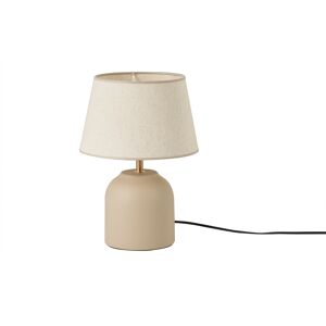 Miliboo Lampe a poser taupe en ceramique mate et abat-jour en lin H35 cm SIMAO