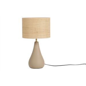 Miliboo Lampe a poser taupe en ceramique mate et abat-jour en raphia H49 cm PYRUS