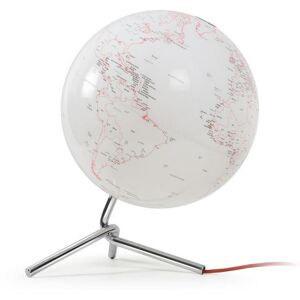 ATMOSPHERE lampe de bureau mappemonde NODO (Blanc, cable rouge - Acier)