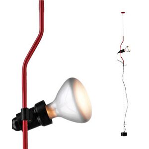 FLOS lampe a suspension PARENTESI (Rouge - acier / Élastomere)