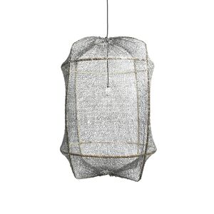 AY ILLUMINATE lampe a suspension Z1 BLACK (Sisal net grey - Structure en bambou noir et tissu)