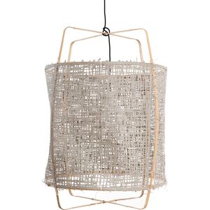 AY ILLUMINATE lampe a suspension Z2 BLONDE (Paper grey - Structure en bambou clair et tissu)