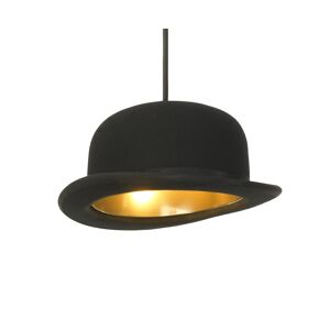 INNERMOST lampe a suspension avec le chapeau JEEVES (Chapeau melon noir avec interieur dore - Feutre et aluminium anodise)