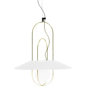 FONTANA ARTE lampe a suspension SETAREH 4381 avec diffuseur en verre Ø 45 cm (Or avec Difffuseur Blanc - verre et metal)