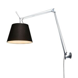 ARTEMIDE lampe murale applique TOLOMEO MEGA Ø 36 cm avec dimmer sur cable (Corps poli, diffuseur en tissu noir - Aluminium)