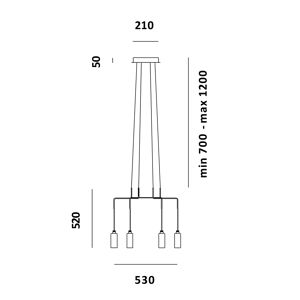 PRANDINA lampe a suspension CHAN AT6 (Laiton - Verre Pyrex et metal)