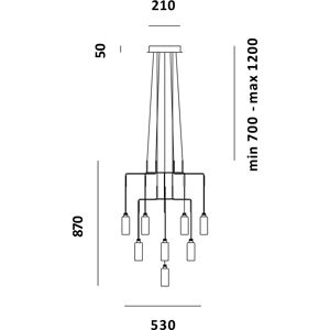 PRANDINA lampe a suspension CHAN AT6+AT3+T1 (Blanc - Verre Pyrex et metal)